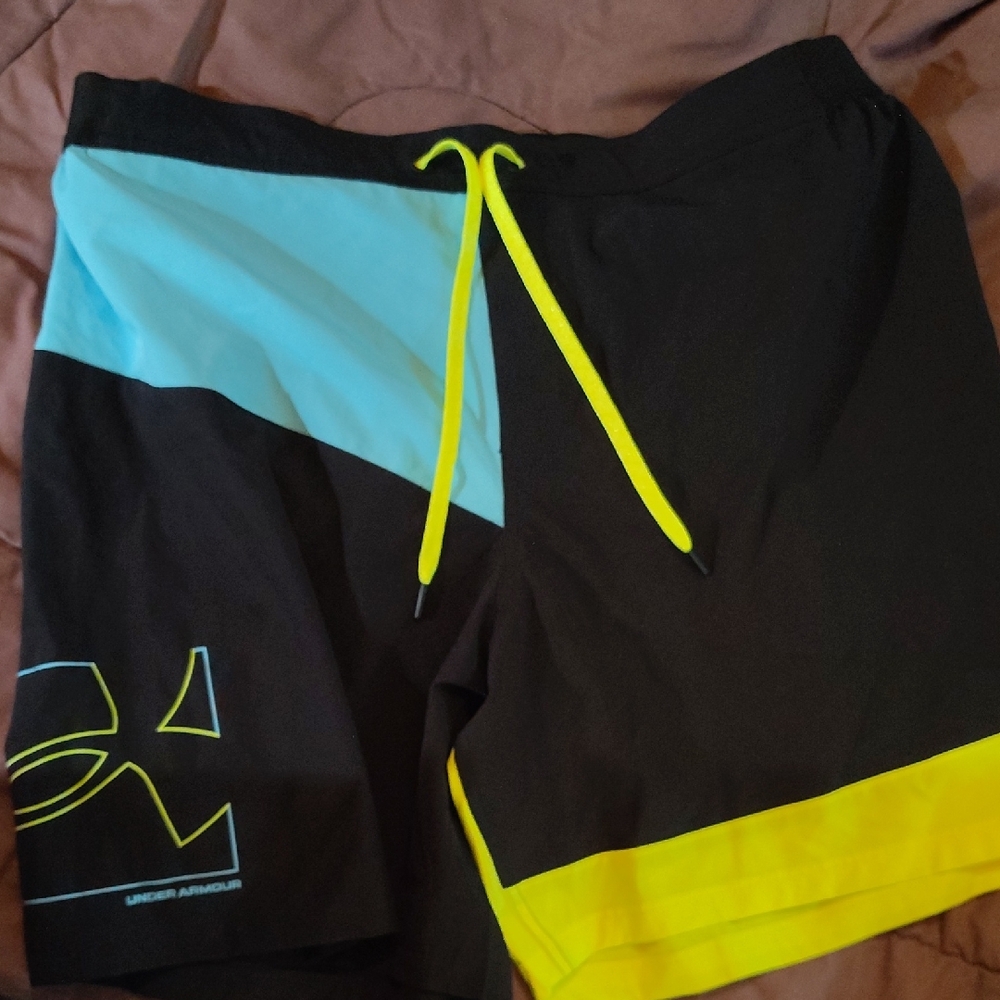 Under Armour Men's Swim Shorts - Black, Blue, and Yellow